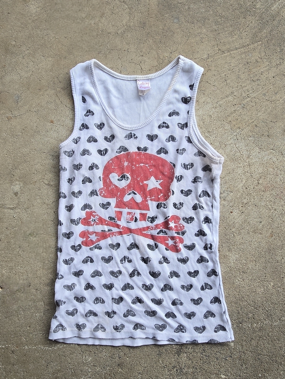 vtg y2k Punk heart skull scene emo tank top